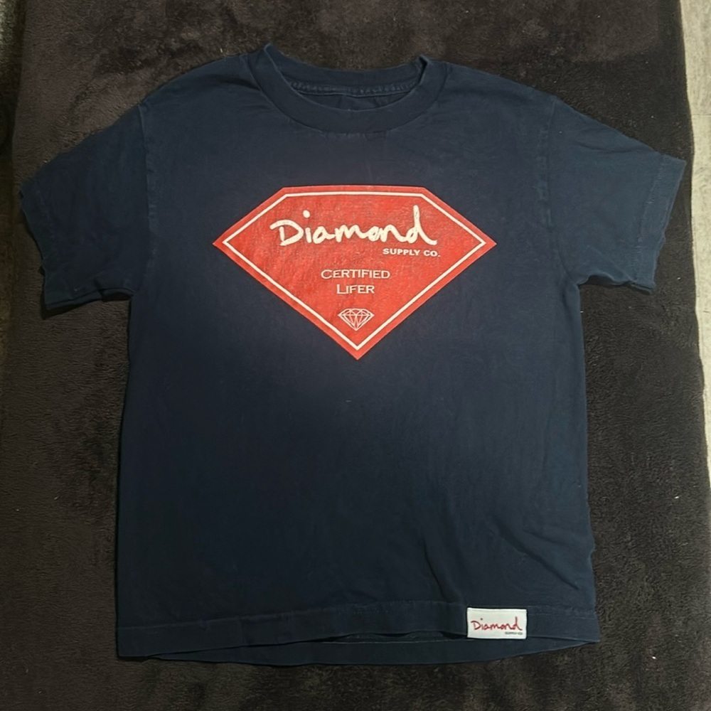 Diamond Boys Navy‎ Graphic Print Short Sleeve Crewneck Cotton T-Shirt Small